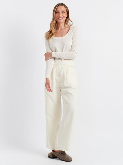 Chinti & Parker Scoop Neck Pure Wool Jumper, Cream
