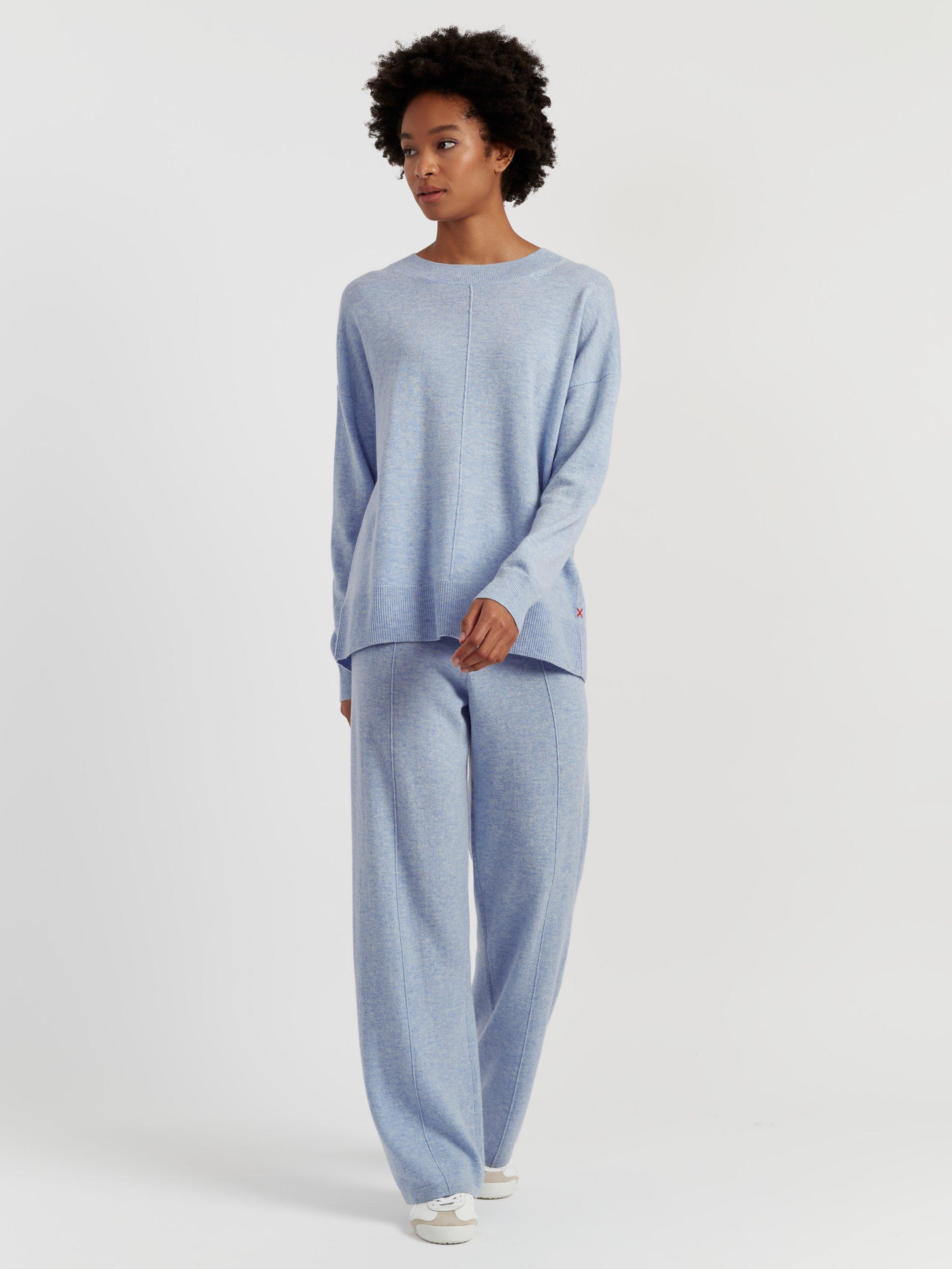 Product image 1 of 4, which shows Chinti & Parker Wool Rich Slouchy Round Neck Sweater, Baby Blue, XS