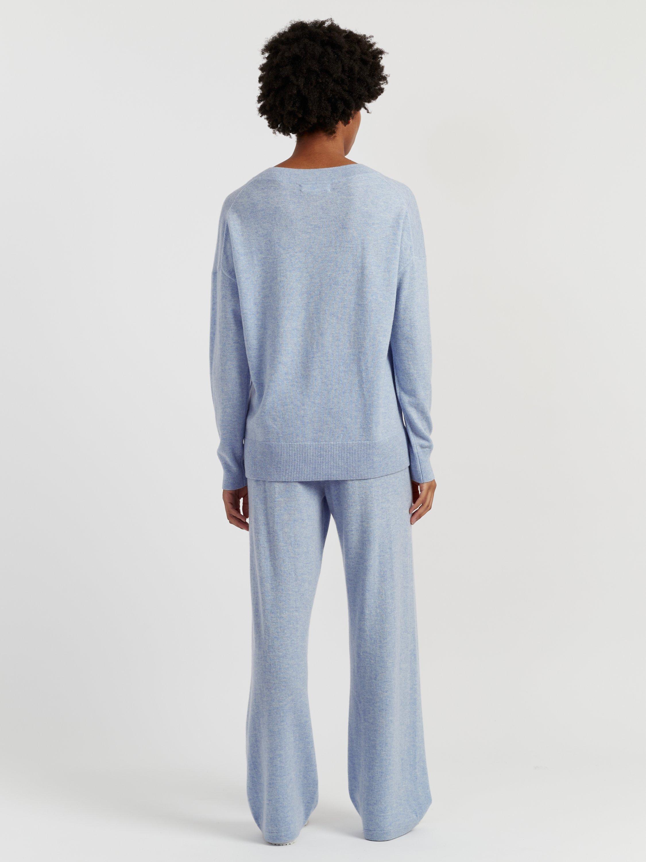Product image 2 of 4, which shows Chinti & Parker Wool Rich Slouchy Round Neck Sweater, Baby Blue, XS
