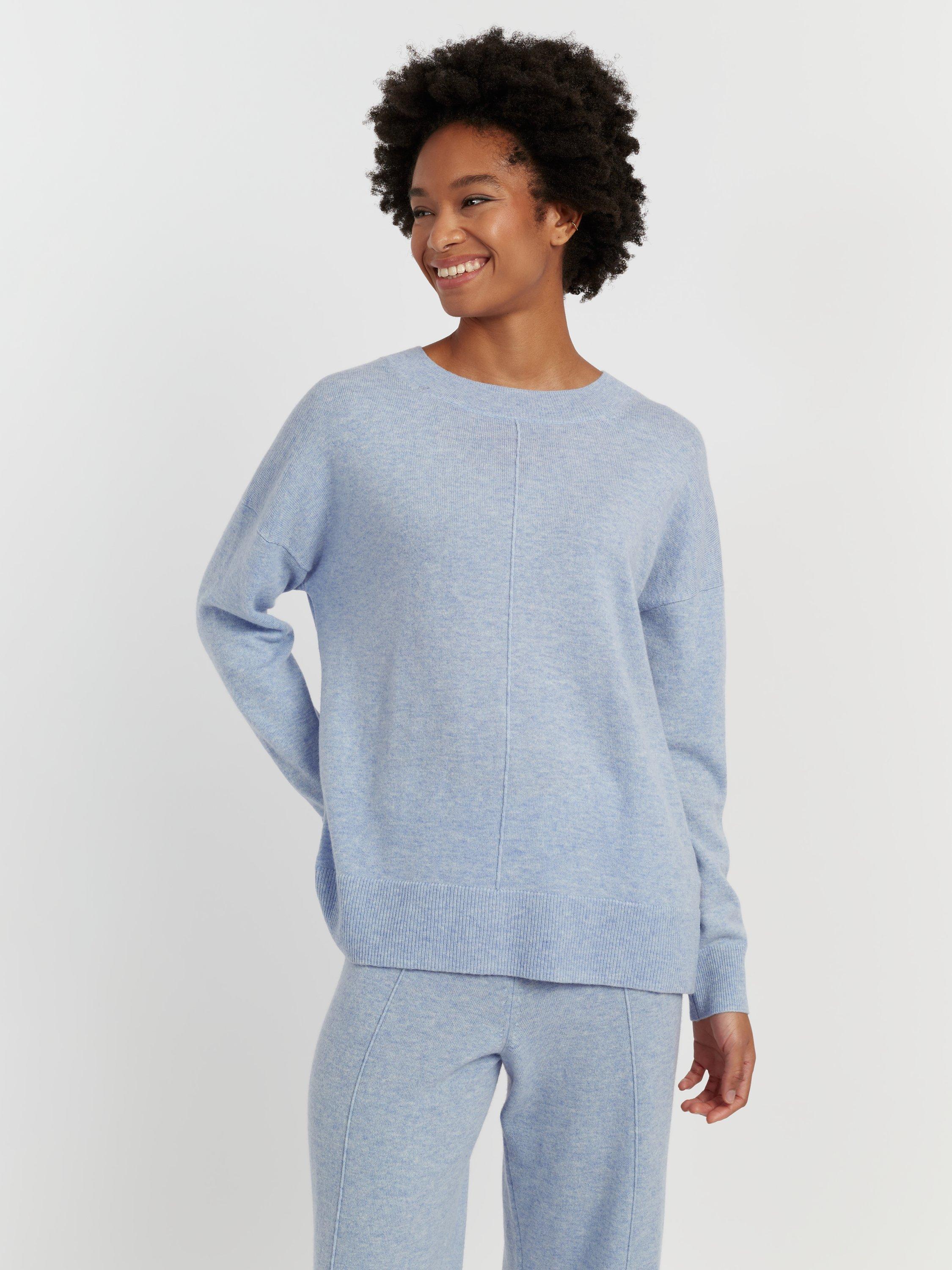 Product image 3 of 4, which shows Chinti & Parker Wool Rich Slouchy Round Neck Sweater, Baby Blue, XS