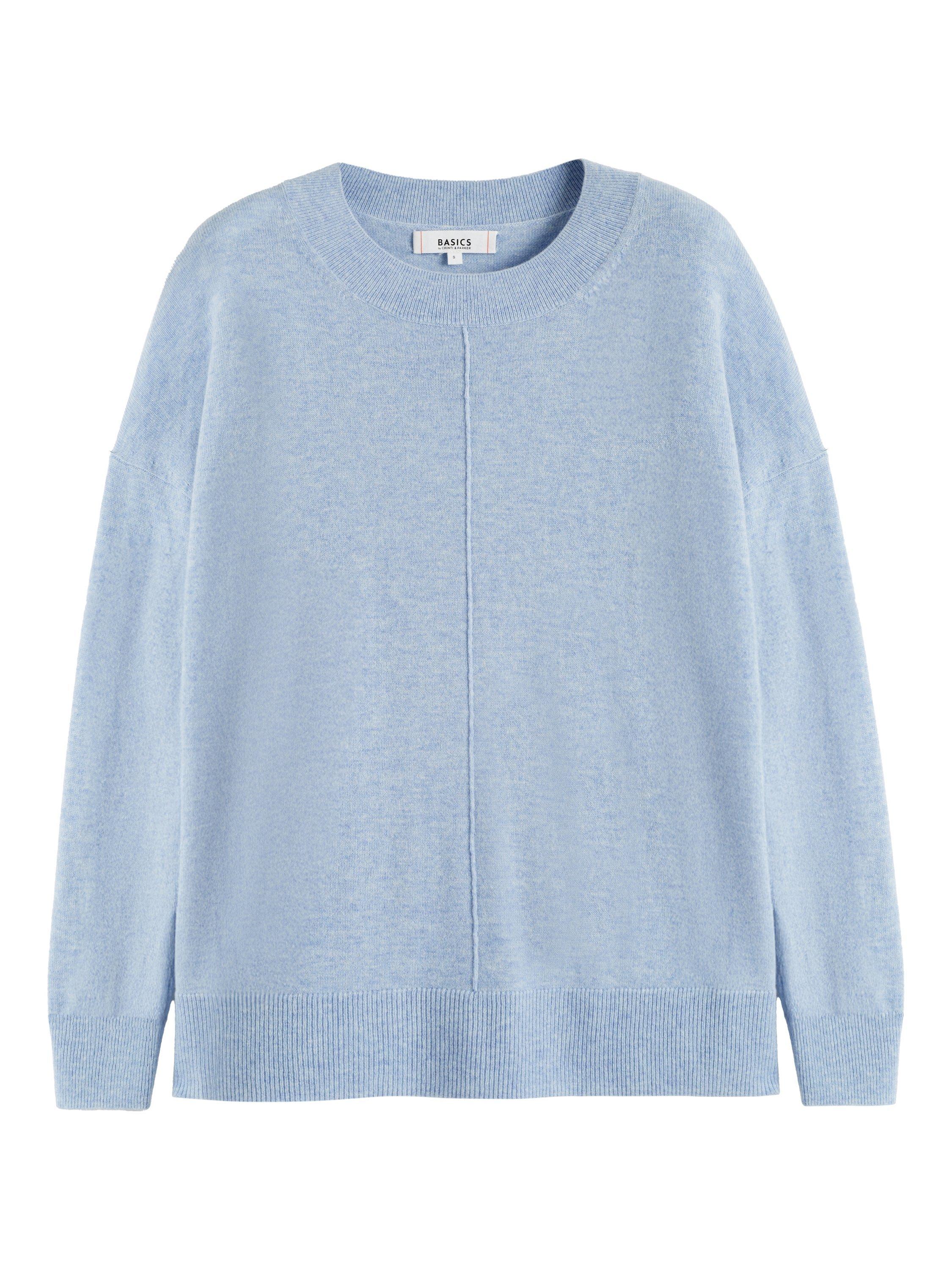 Product image 4 of 4, which shows Chinti & Parker Wool Rich Slouchy Round Neck Sweater, Baby Blue, XS