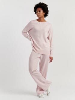 Chinti & Parker Wool Rich Slouchy Round Neck Sweater, Pink Melange