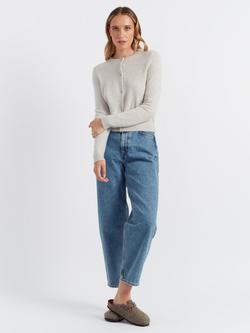 Chinti & Parker Pure Cashmere Cloud Crew Neck Cardigan, Taupe