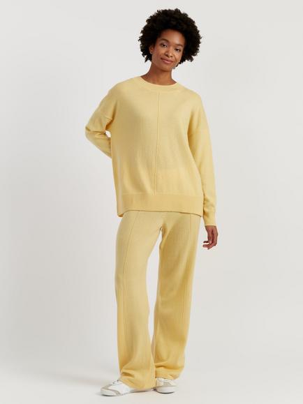 Chinti & Parker Wool Rich Slouchy Round Neck Sweater, Soft Yellow