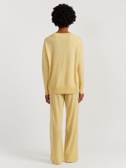 Chinti & Parker Wool Rich Slouchy Round Neck Sweater - view 2, Soft Yellow