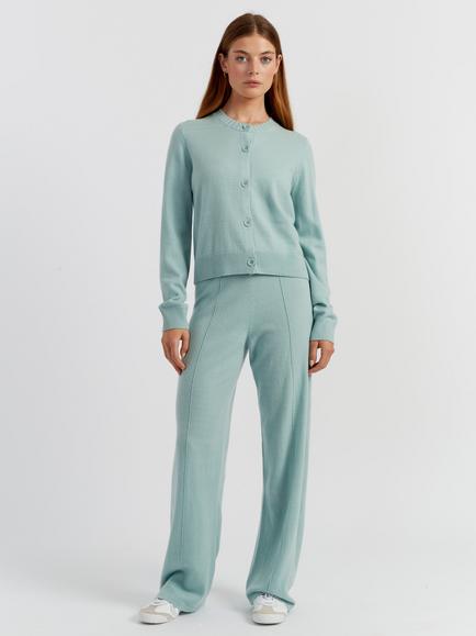 Chinti & Parker Wool Rich Basics Crew Neck Cardigan, Dusty Mint