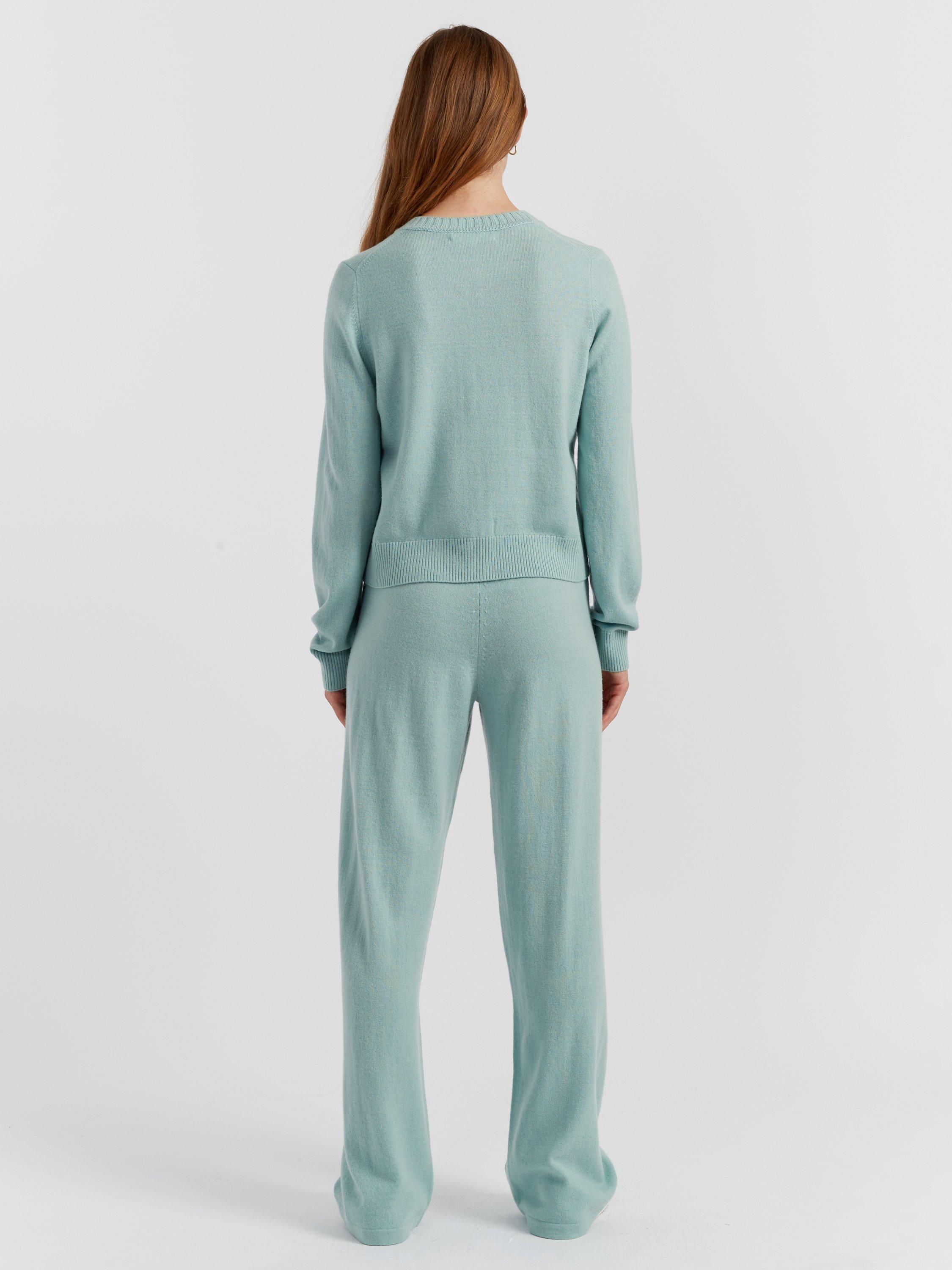Product image 2 of 4, which shows Chinti & Parker Wool Rich Basics Crew Neck Cardigan, Dusty Mint, XS