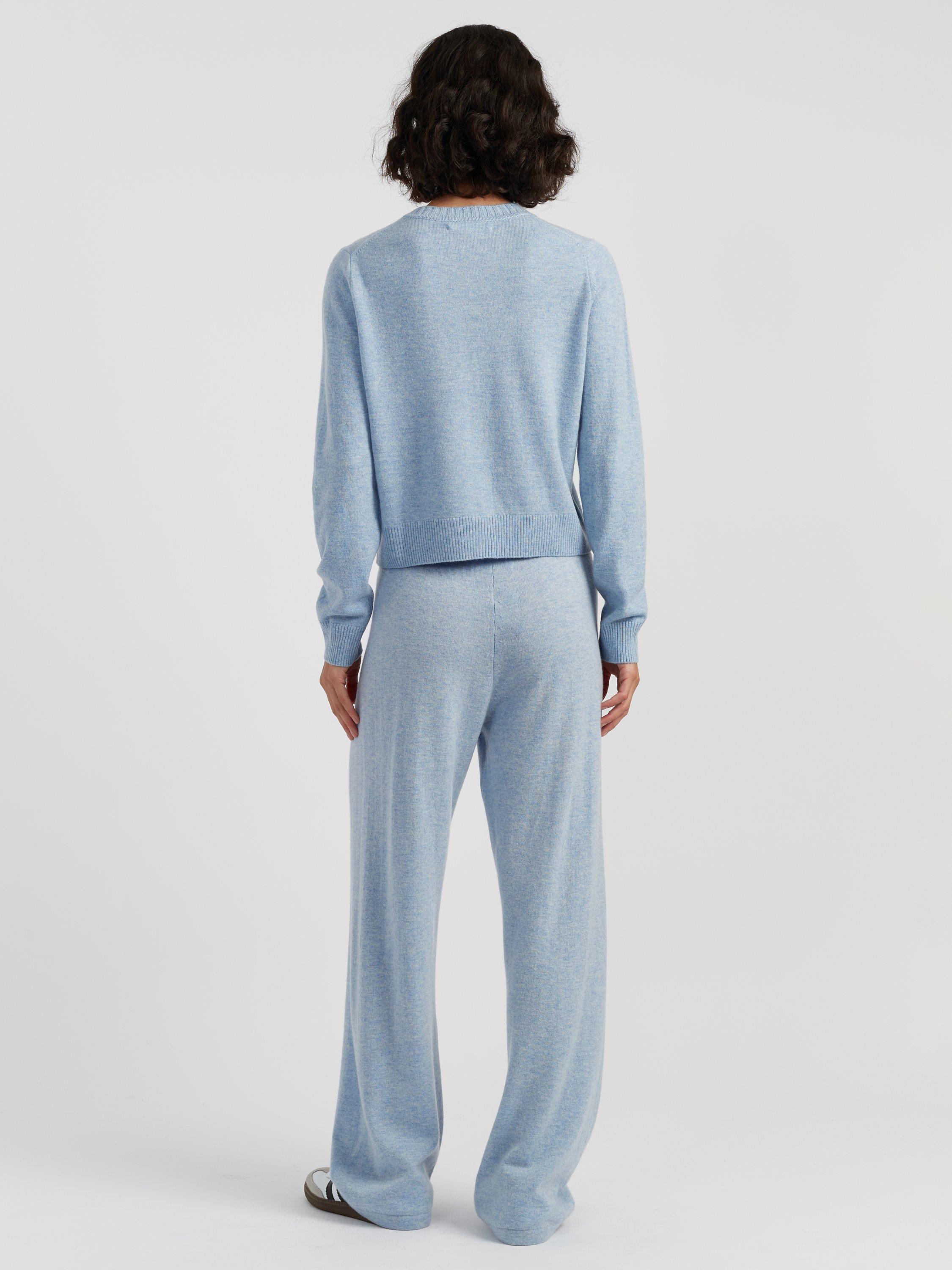 Product image 2 of 4, which shows Chinti & Parker Wool Rich Basics Crew Neck Cardigan, Baby Blue, XS