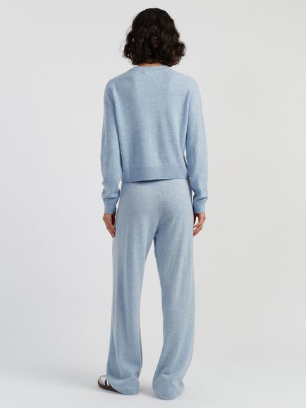 Chinti & Parker Wool Rich Basics Crew Neck Cardigan - view 2, Baby Blue