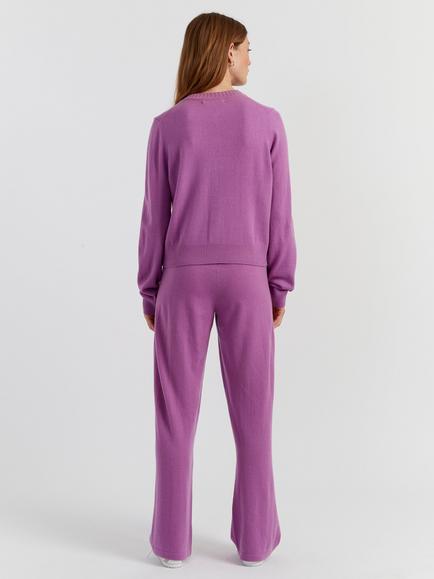 Chinti & Parker Wool Rich Basics Crew Neck Cardigan - view 2, Lilac