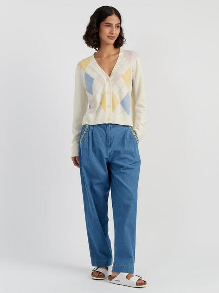 Chinti & Parker Argyle Wool Rich Cardigan, Cream, Cream