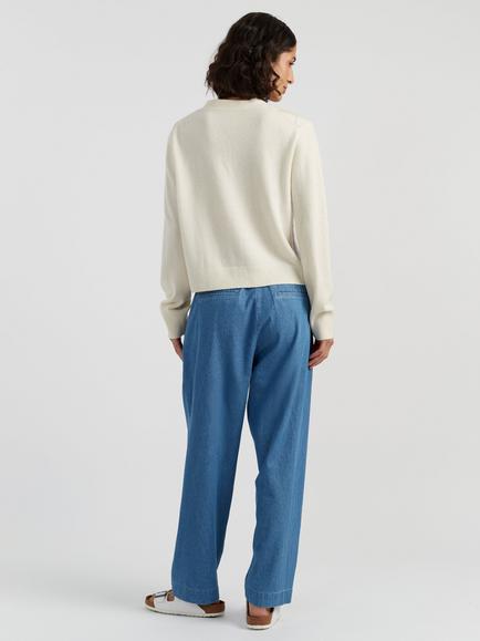 Chinti & Parker Argyle Wool Rich Cardigan, Cream - view 2, Cream
