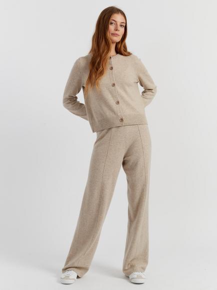 Chinti & Parker Wool Rich Basics Crew Neck Cardigan, Soft Oat