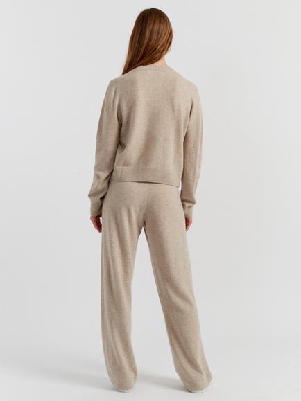 Chinti & Parker Wool Rich Basics Crew Neck Cardigan - view 2, Soft Oat