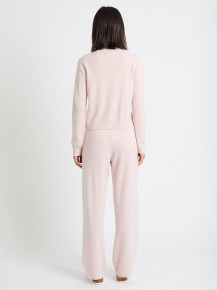 Chinti & Parker Wool Rich Basics Crew Neck Cardigan - view 2, Pink Melange