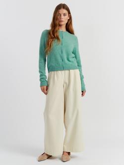 Chinti & Parker Pure Cashmere Cloud Crew Neck Cardigan, Spearmint Melange