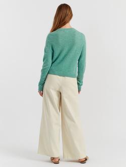 Chinti & Parker Pure Cashmere Cloud Crew Neck Cardigan - view 2, Spearmint Melange