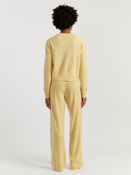 Chinti & Parker Wool Rich Basics Crew Neck Cardigan - view 2, Soft Yellow