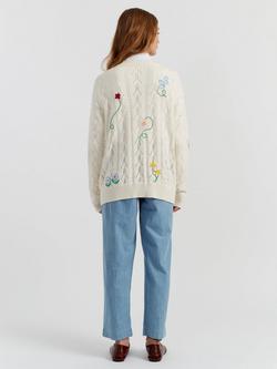 Chinti & Parker Embroidered Floral Cardigan, Cream/Multi - view 2, Cream/Multi