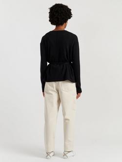 Chinti & Parker Belted Wool Rich Wrap Cardigan, Black - view 2, Black