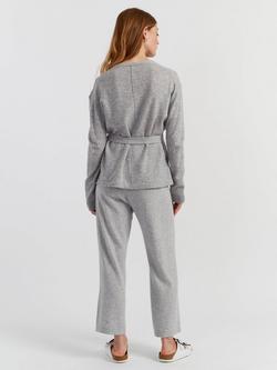 Chinti & Parker Belted Wool Rich Wrap Cardigan, Light Grey - view 2, Light Grey