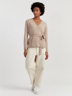 Chinti & Parker Belted Wool Rich Wrap Cardigan, Soft Oat, Soft Oat