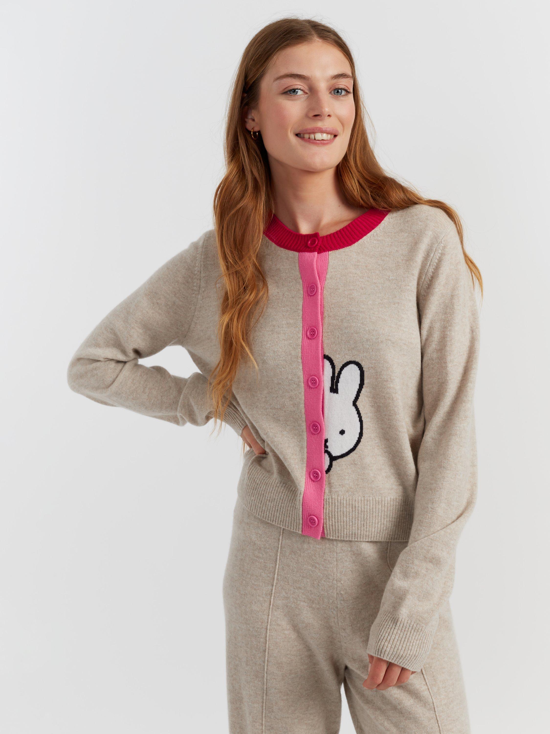 Product image 3 of 4, which shows Chinti & Parker Miffy Peak Wool Rich Cardigan, Soft Oat, XS