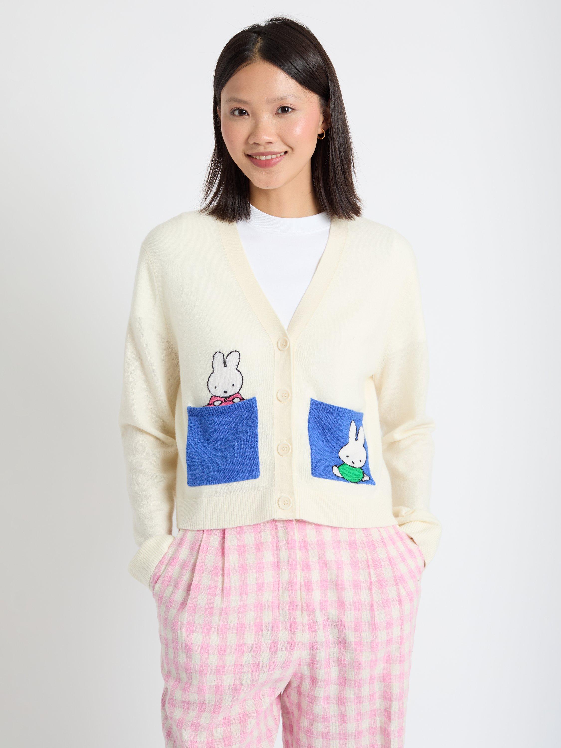 Product image 3 of 4, which shows Chinti & Parker Miffy Pocket Wool Rich Cardigan, Cream, XS