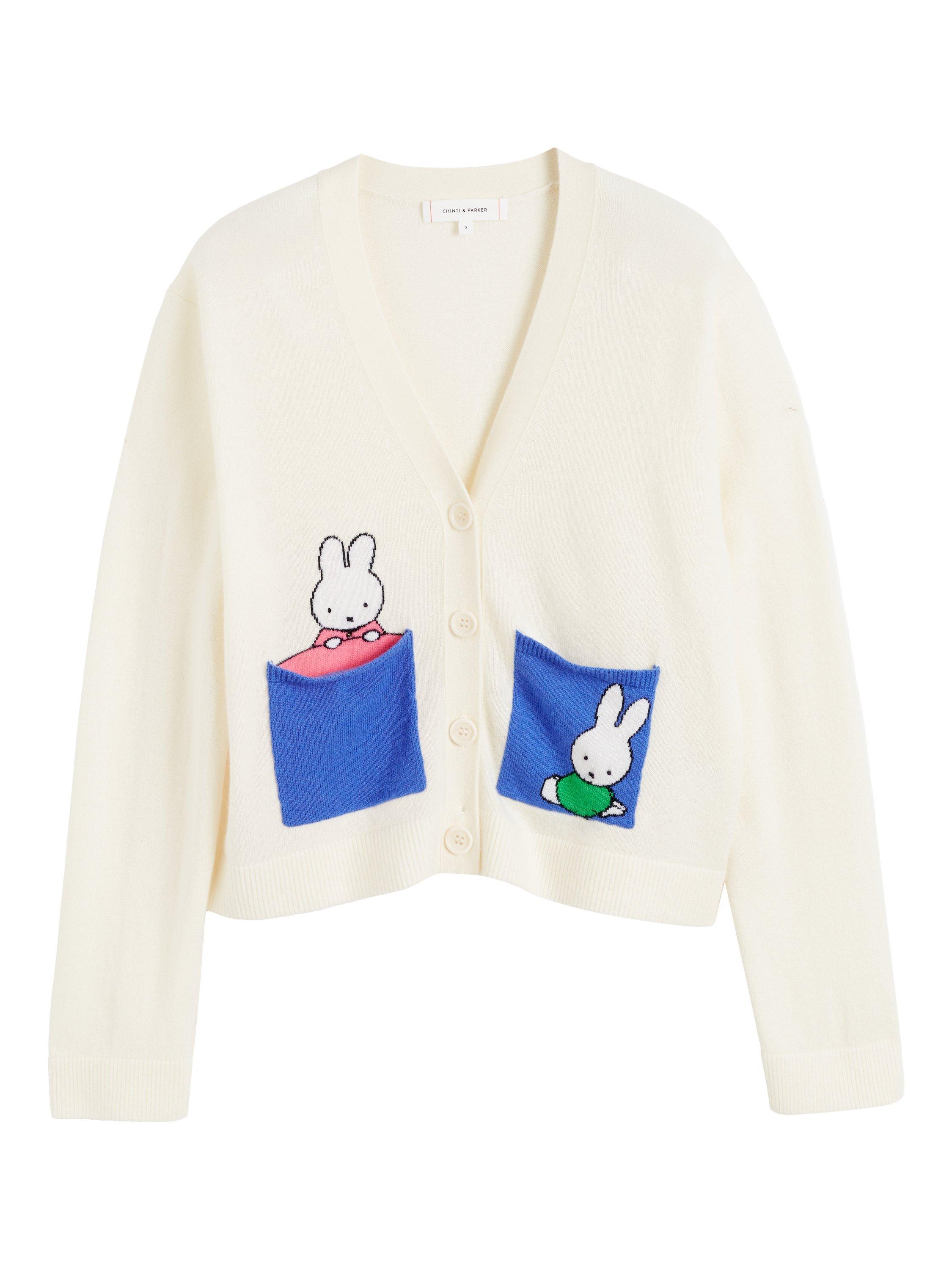 Product image 4 of 4, which shows Chinti & Parker Miffy Pocket Wool Rich Cardigan, Cream, XS