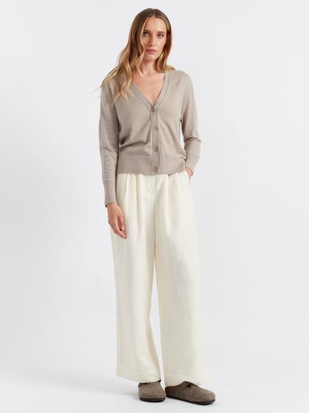 Chinti & Parker V-Neck Pure Wool Cardigan, Oatmeal