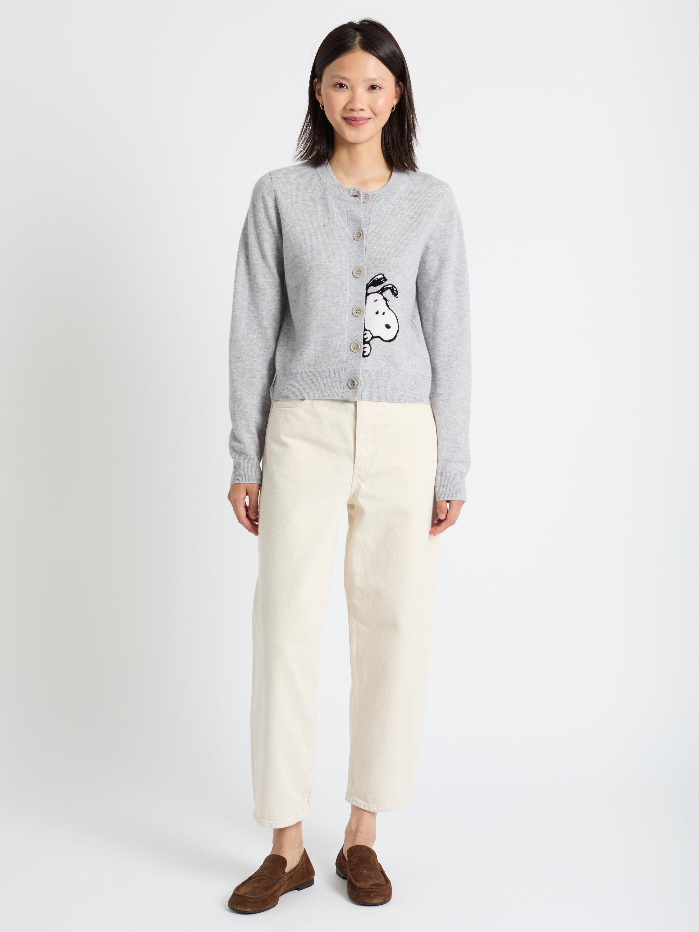 Product image 1 of 4, which shows Chinti & Parker Wool Rich Sneaky Snoopy Cardigan, Light Grey, XS