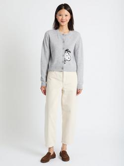 Chinti & Parker Wool Rich Sneaky Snoopy Cardigan, Light Grey