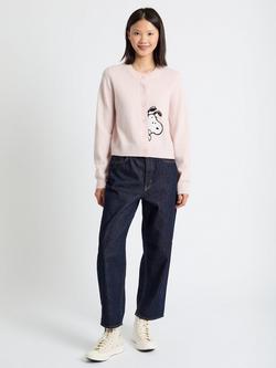 Chinti & Parker Wool Rich Sneaky Snoopy Cardigan, Pink Melange