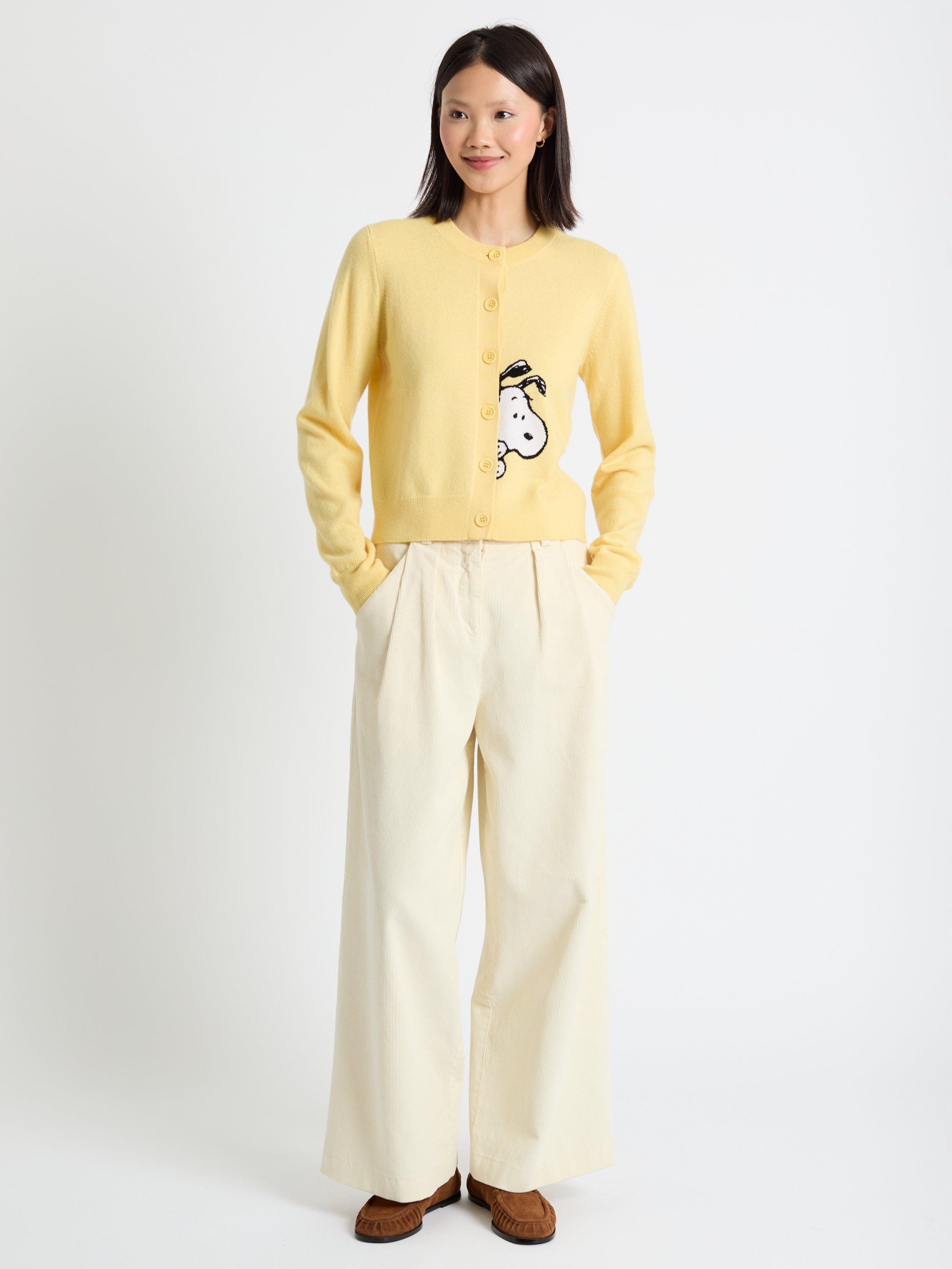 Chinti & Parker Wool Rich Sneaky Snoopy Cardigan, Soft Yellow