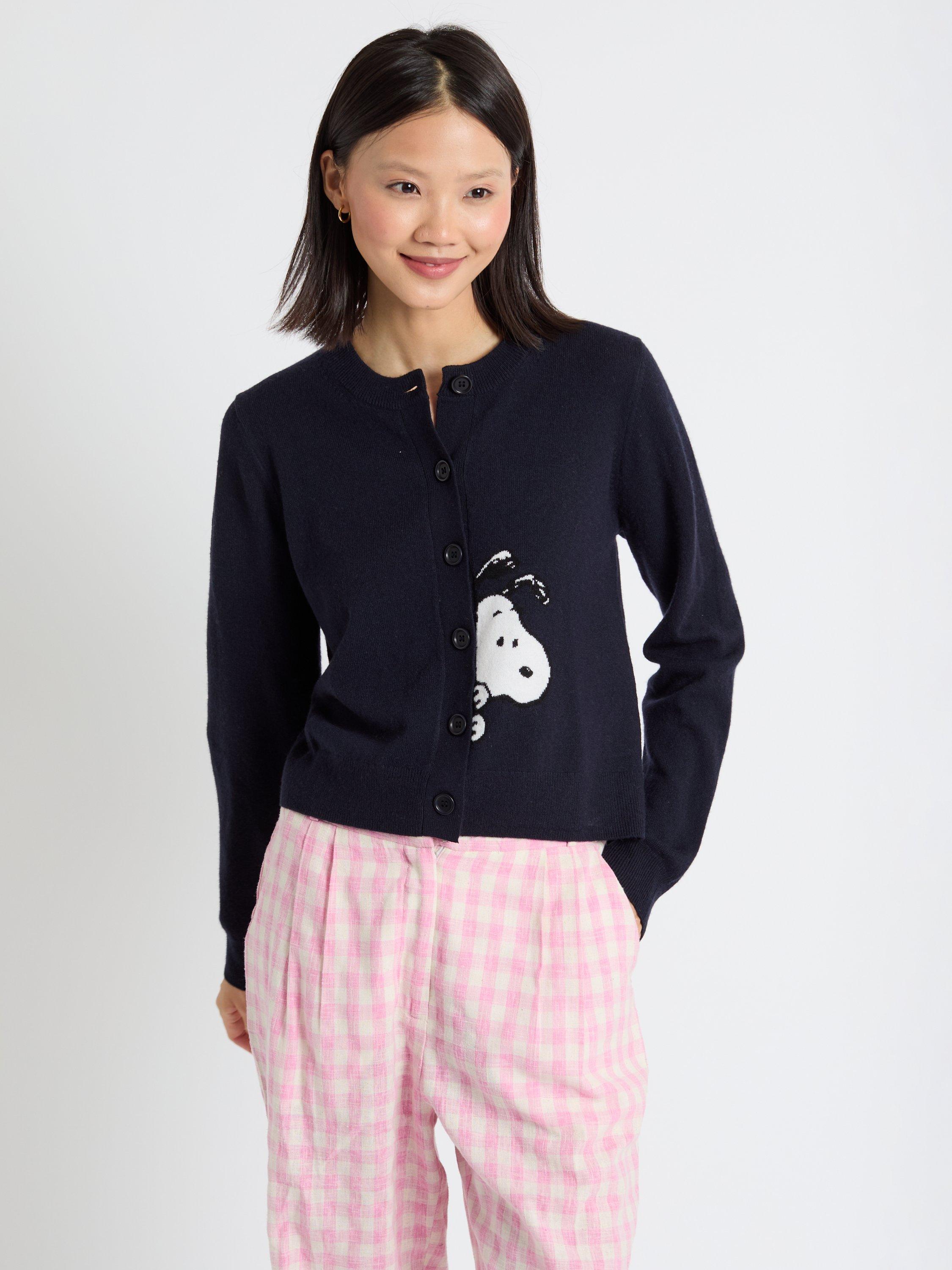 Product image 3 of 4, which shows Chinti & Parker Wool Rich Sneaky Snoopy Cardigan, Navy, XS
