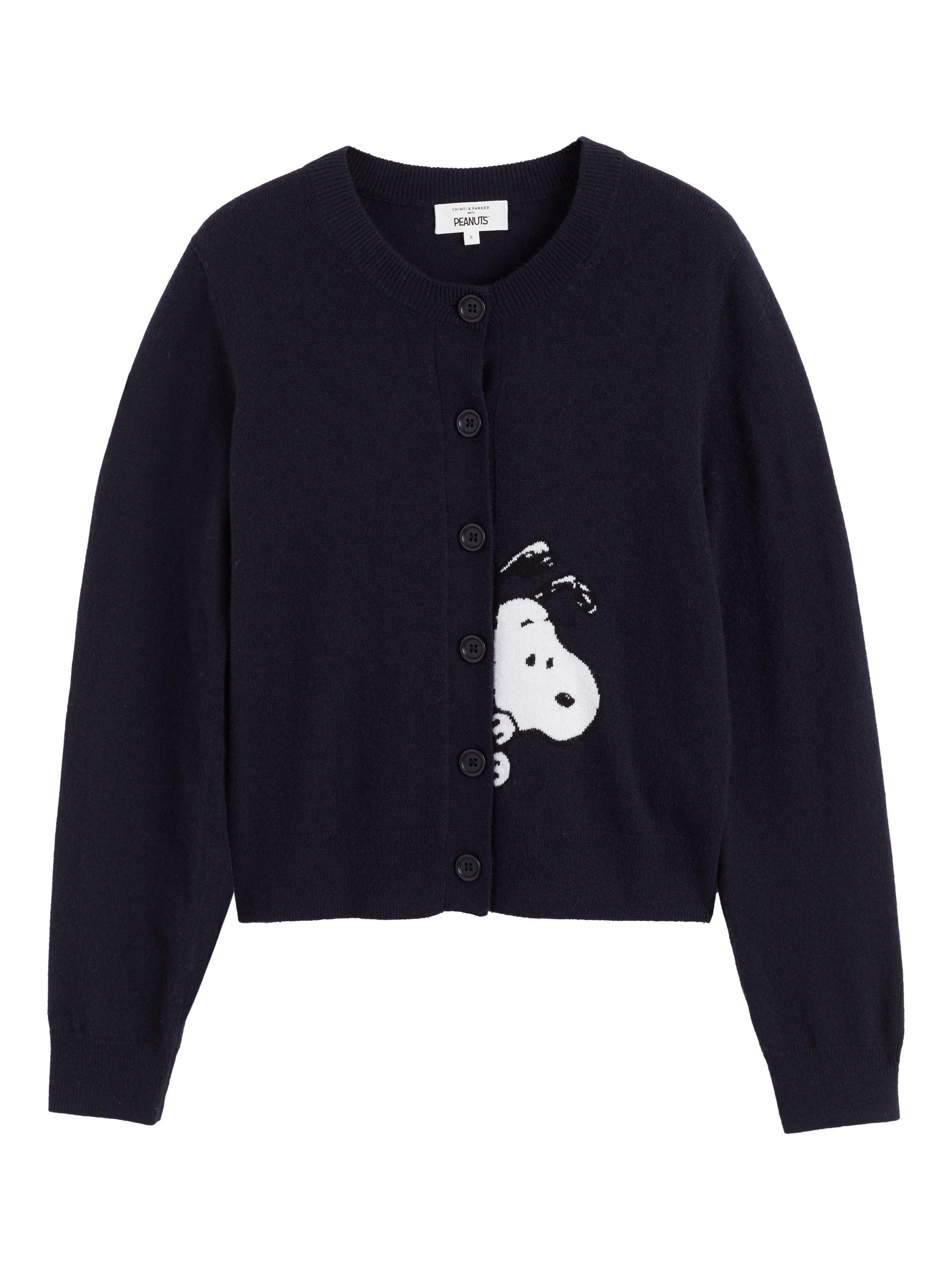 Product image 4 of 4, which shows Chinti & Parker Wool Rich Sneaky Snoopy Cardigan, Navy, XS