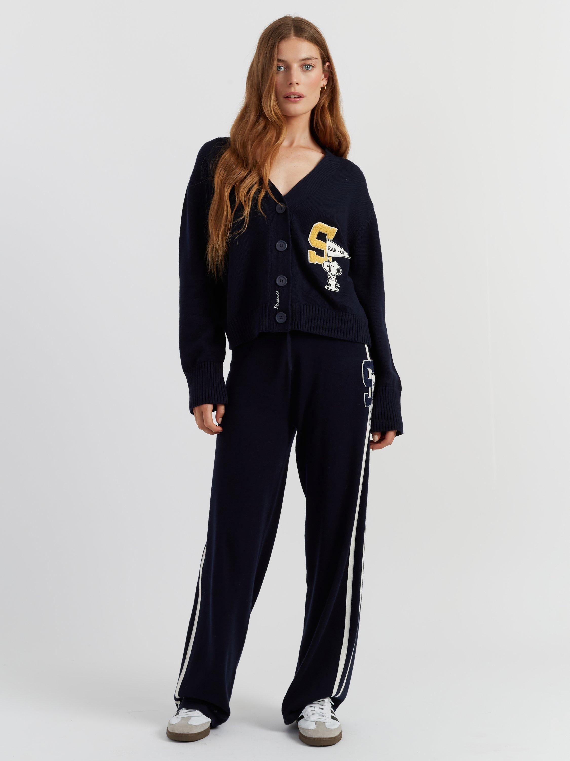 Product image 1 of 4, which shows Chinti & Parker Snoopy Varsity Cardigan, Navy, XS