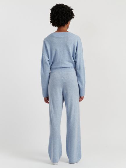 Chinti & Parker Wool Rich Basics Wide Leg Track Trousers - view 2, Baby Blue