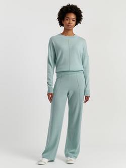 Chinti & Parker Wool Rich Basics Wide Leg Track Trousers, Dusty Mint