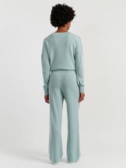 Chinti & Parker Wool Rich Basics Wide Leg Track Trousers - view 2, Dusty Mint