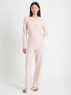 Chinti & Parker Wool Rich Basics Wide Leg Track Trousers, Pink Melange