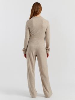 Chinti & Parker Wool Rich Basics Wide Leg Track Trousers - view 2, Soft Oat