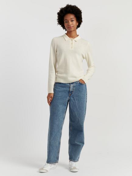 Chinti & Parker Wool Rich Basics Polo Sweater, Cream