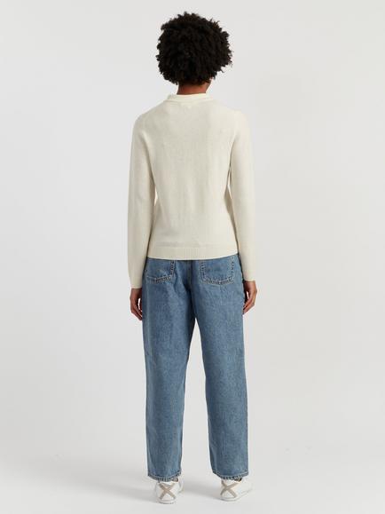 Chinti & Parker Wool Rich Basics Polo Sweater - view 2, Cream