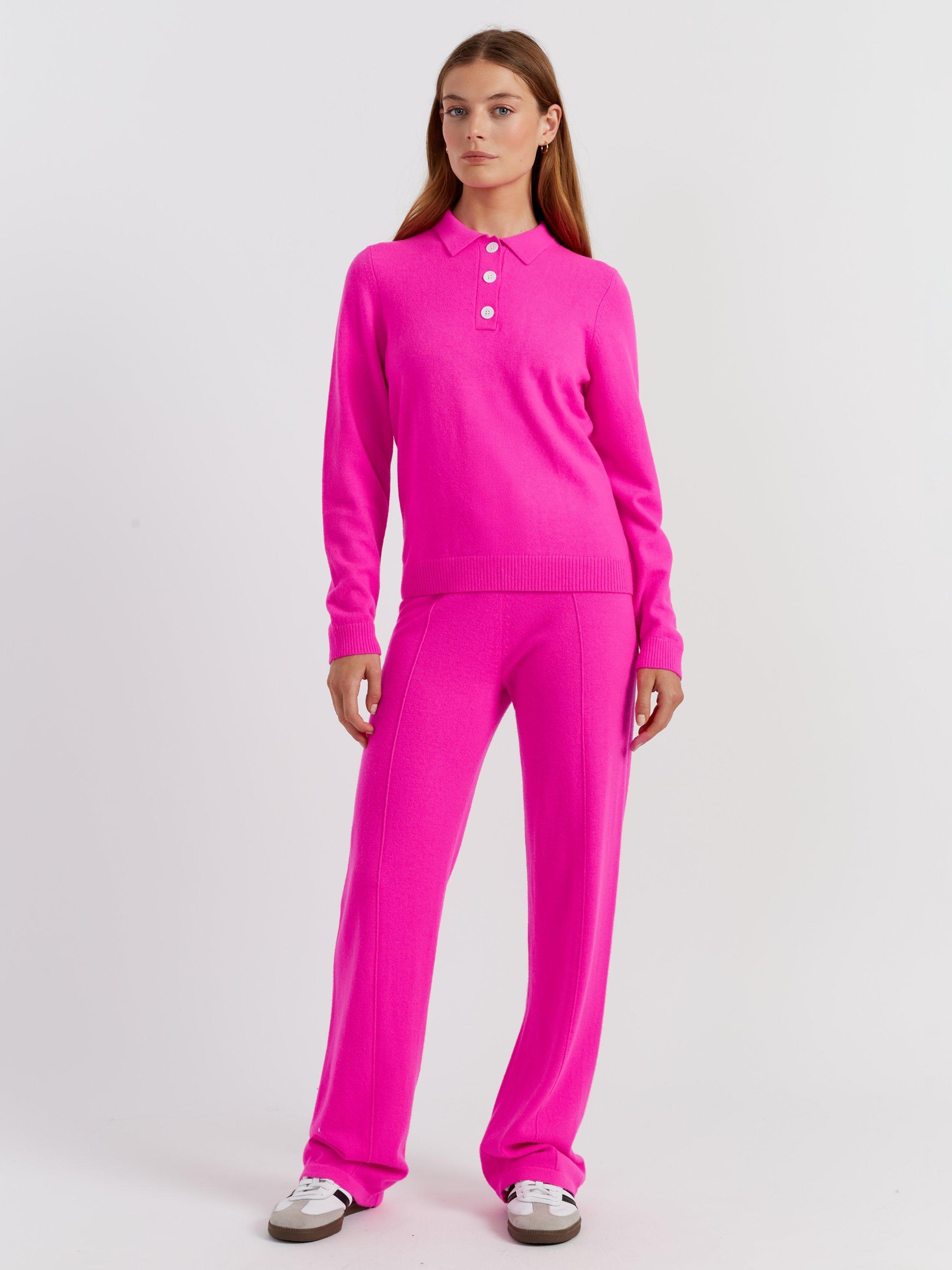 Product image 1 of 4, which shows Chinti & Parker Wool Rich Basics Polo Sweater, Hot Pink, XS