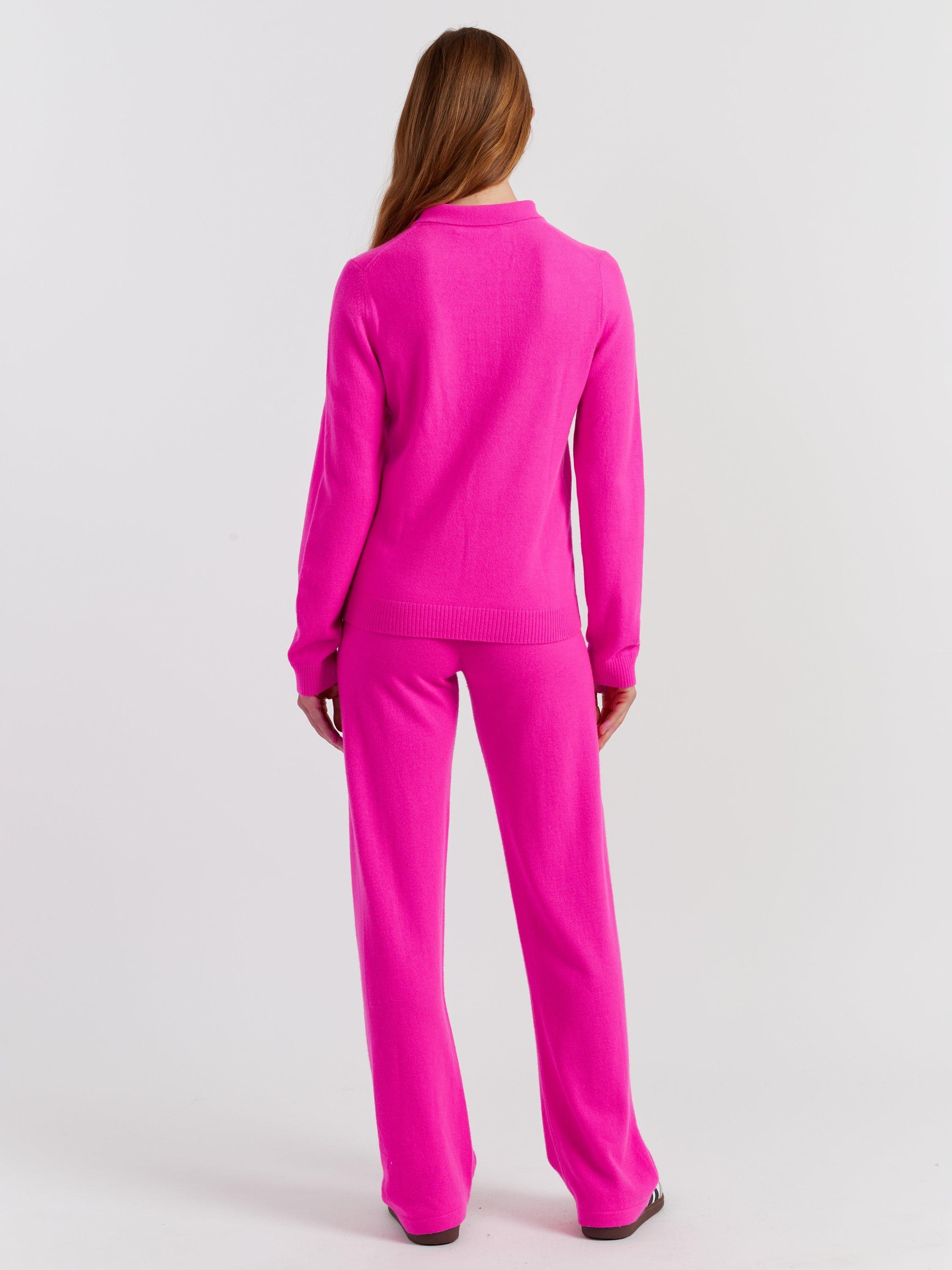 Product image 2 of 4, which shows Chinti & Parker Wool Rich Basics Polo Sweater, Hot Pink, XS