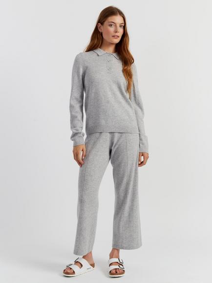 Chinti & Parker Wool Rich Basics Polo Sweater, Light Grey