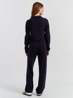 Chinti & Parker Wool Rich Basics Polo Sweater - view 2, Navy