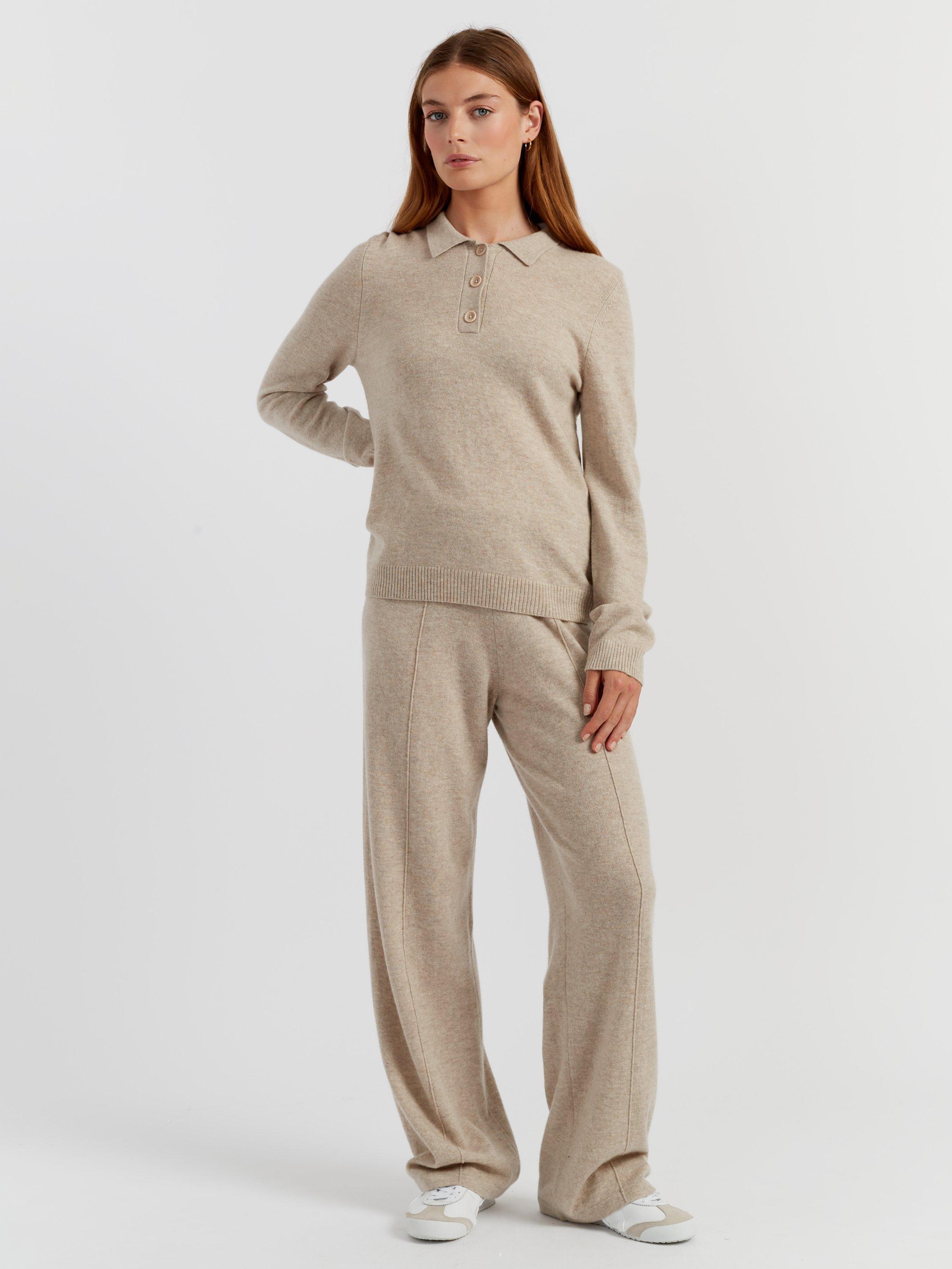 Product image 1 of 4, which shows Chinti & Parker Wool Rich Basics Polo Sweater, Soft Oat, XS