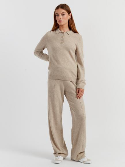 Chinti & Parker Wool Rich Basics Polo Sweater, Soft Oat